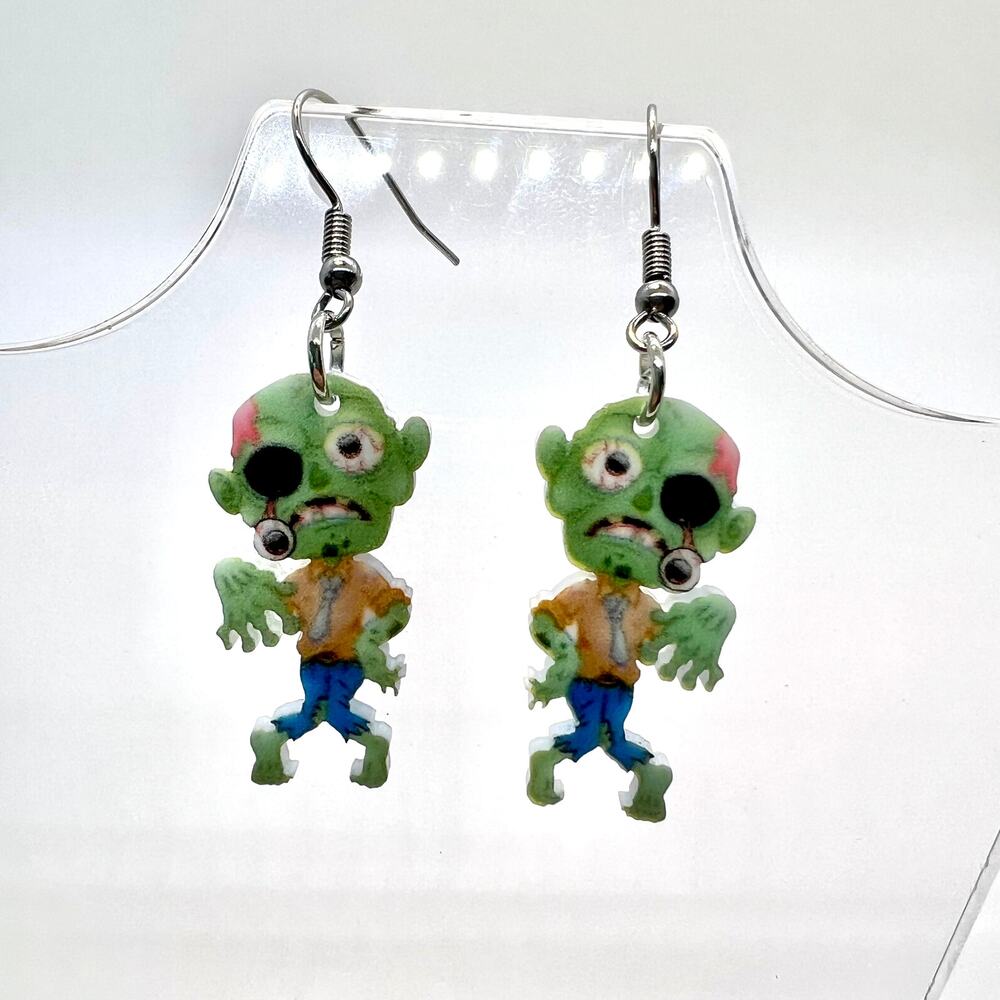 Zombie Earrings - Halloween Earrings - Zombie Accessories - Goth Earrings